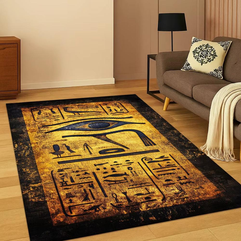 Egyptian Pharaoh Living Room Carpet Bedroom Rug Mythological Home Decor Sofa Mat Washable Ancient Symbol Area Floor