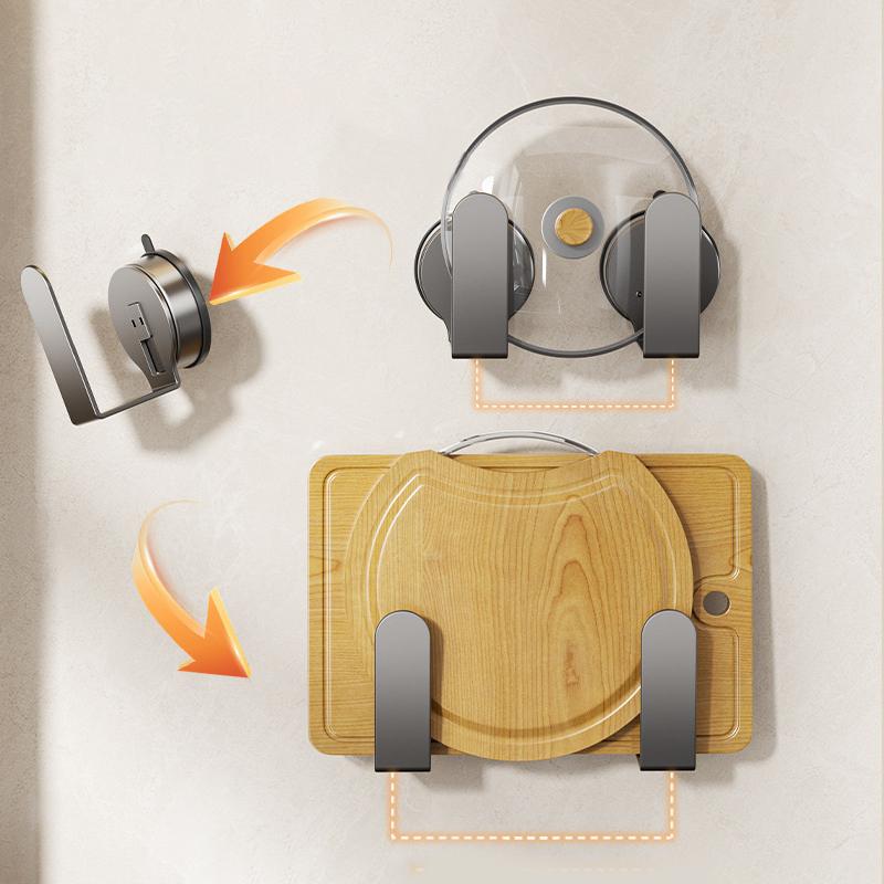 Punch-Free Wall-Mounted Chopping Board Storage Rack Kitchen Wall Drain Rack Multi-Purpose Strong Hook Suction Cup Pot Lid Rack