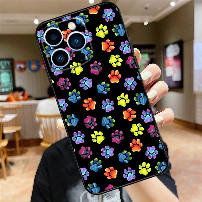 Dog foot print Paw Colorful Pattern Case For iPhone 17 16 15 14 13 12 11 Pro Max Mini Plus 16e 17 Air Bumper Cover Accessories