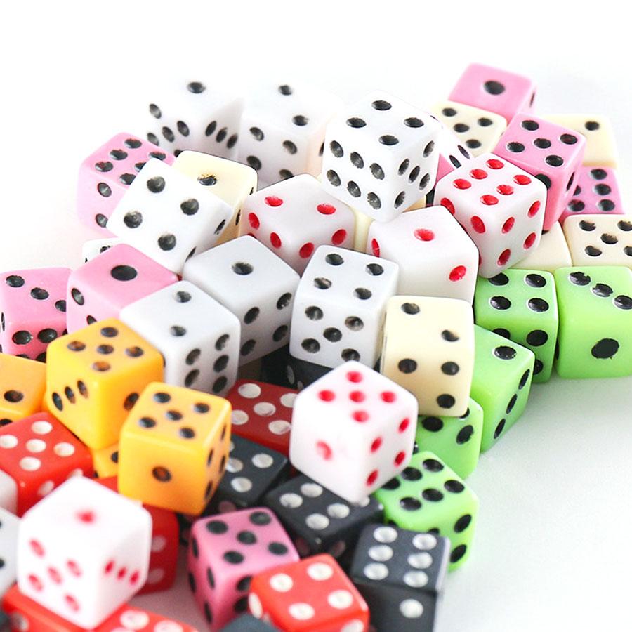 100pcs 8mm Mini Colour Acrylic D6 Dice 6-Sided Right Angle Party Game Dice for Table Role Play Games Board Game Accessories JXB