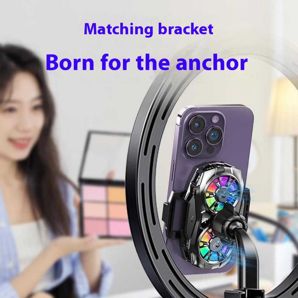 K19 Mobile Phone Cooler Fan Radiator with Digital Display/Dual Fans/RGB Lighting/Adjustable Speed
