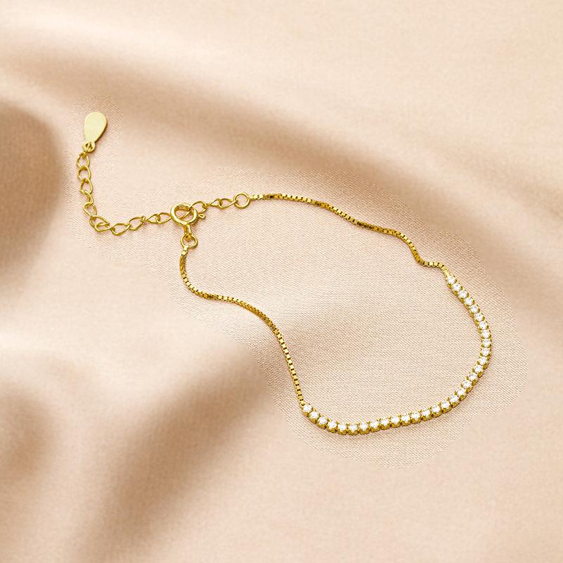 

S925 Серебряный маленький свежий корейский стиль бриллиантовый браслет сверкающий сладкий простой цепочка-коробочка женские аксессуары для рук холодный стиль Adjustable size