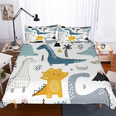 Dinosaur Print Bedding For Full Size Boys Cute Ancient Animal Duvet Cover Hand Drawn Dino Kids Cartoon Polyester Comforter Cover