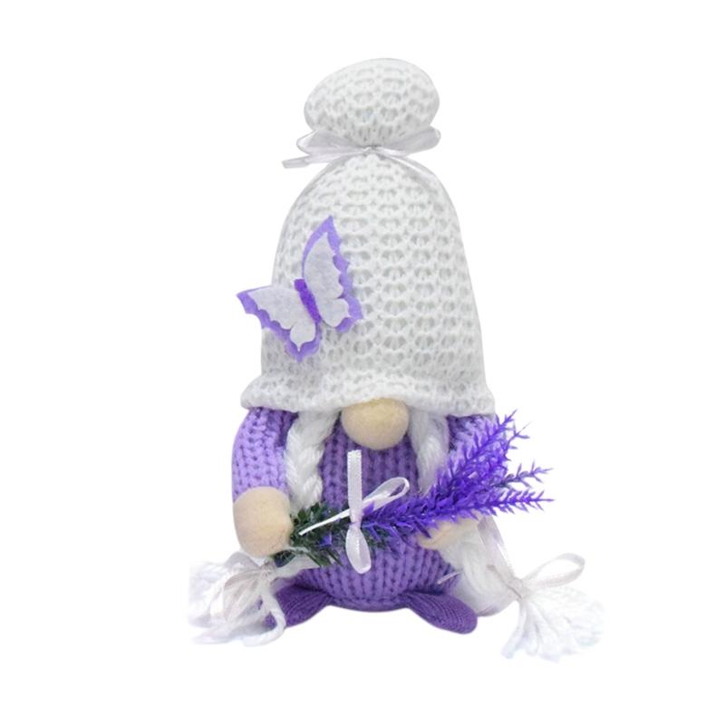 Lavendel-Gnome Plüschdekorationen Frühlings-Gnome Figur mehrstöckige Tablett-Dekorationen Handgefertigte skandinavische Tomte für Küche Zuhause