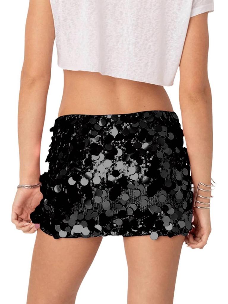 European & American Sexy High-Waist Sequin Mini Skirt – A-line, Ultra-Short, Hip-Hugging Women's Wear