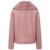 Women’s Faux Fur Coats 2 Way Wear Outfit Detachable Fur Collar Zipper Jacket Matte Faux Suede Crop Top Stylish Motobike Wear