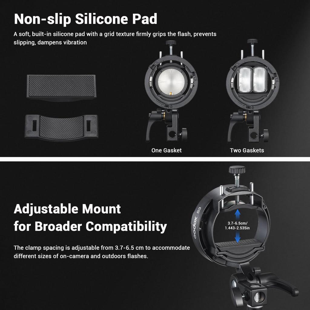 Godox S3 Blitzhalter mit Bowens Typ S Kompakt und Neigbar Geeignet für AD300 Halterung, Ständer, Tragbar, ±90° Einstellung, V1, V100, V1Pro, V860III,