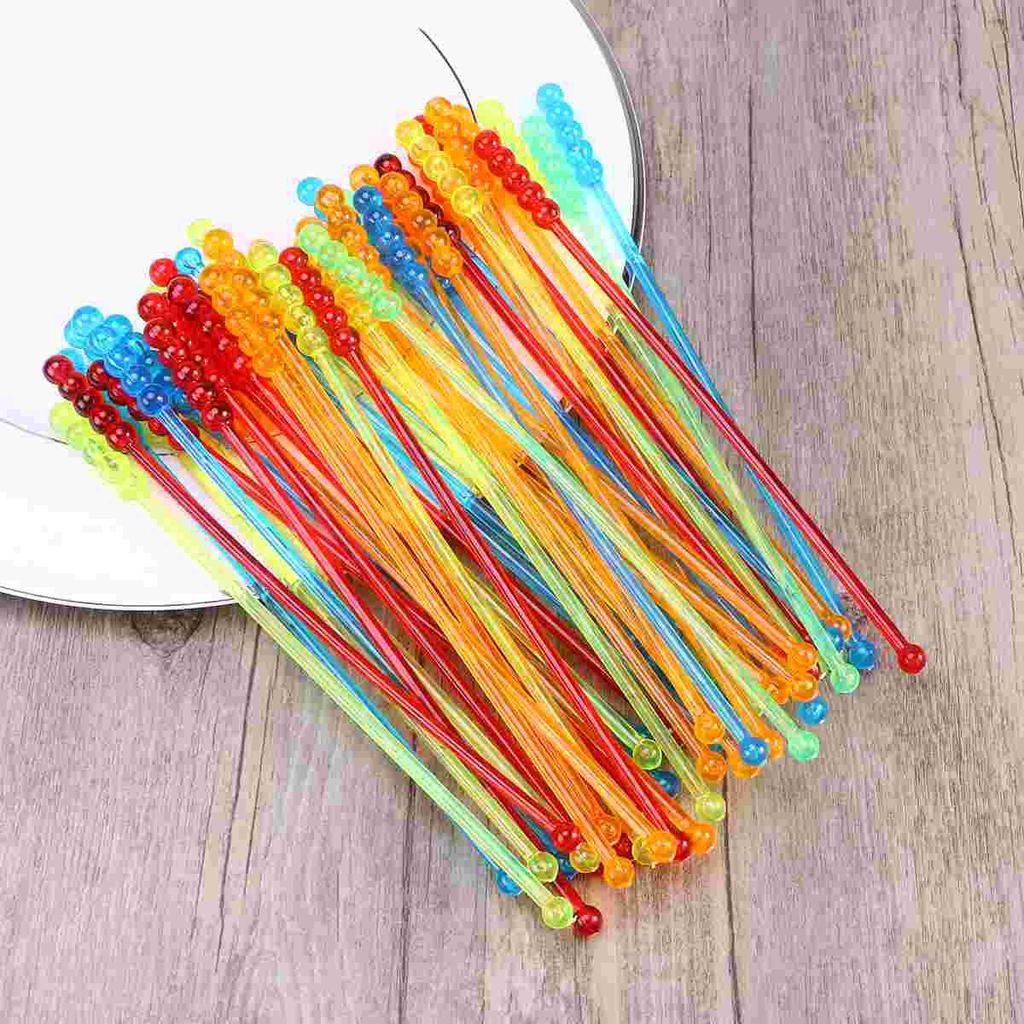 Sada 50 ks Muddler Cocktails Tool Tool na míchání kávy Swizzle Sticks Tropické míchací tyčinky Akrylová míchadla