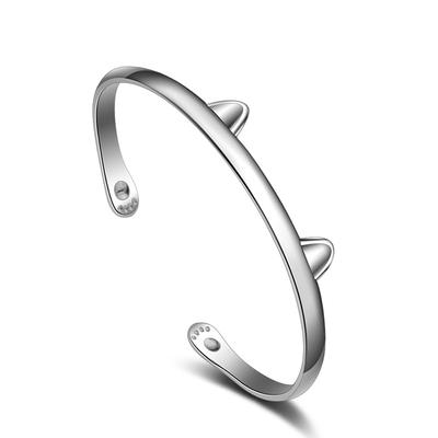 Auspicious Kitten Meow Bracelet Women's Open Mouth Fashion Tmall Bracelet Retro Silver Plated Bracelet