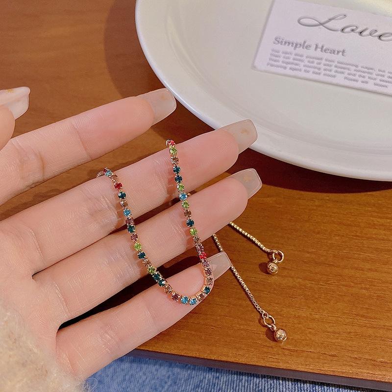 Trendy Geometric Style Womens Pull Bracelet Highquality Copper With Colorful Zircon Stones Perfect For Employee Benefits A And