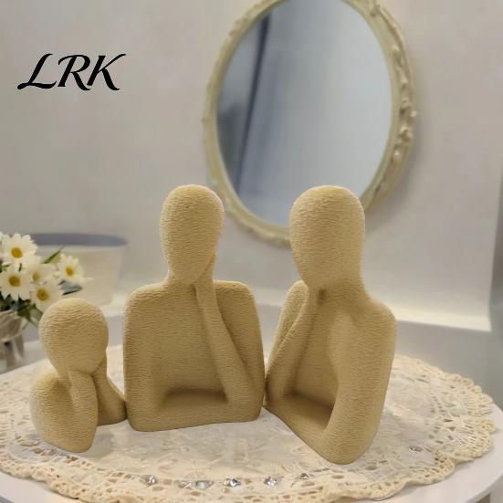 Parents And Kid Statue 3D Printed Family of 3 Figurines, Creative Ornaments for Home Decor, Meditation Figurines Compact Nordic Style Sculpture