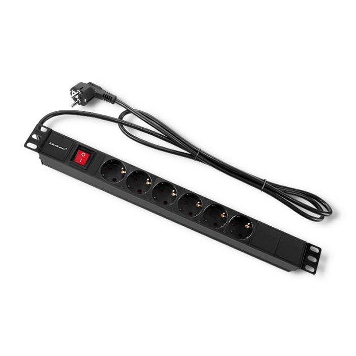 Qoltec Power Strip PDU for 19'' RACK | 1U | 16A | 6xSCHUKO | 2m