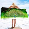 Peacock Beach Towel, Absorbent Quick Dry Sand Free Microfiber Compact Travel Beach Towel, Sandless Lightweight Beach Towel