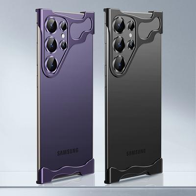 Carcasa de telefon cu bara de protectie din metal neregulat din aliaj de aluminiu pentru Samsung Galaxy S25 S24 S23 Ultra Plus, husa de protectie cu lentile din titan pentru extraterestru