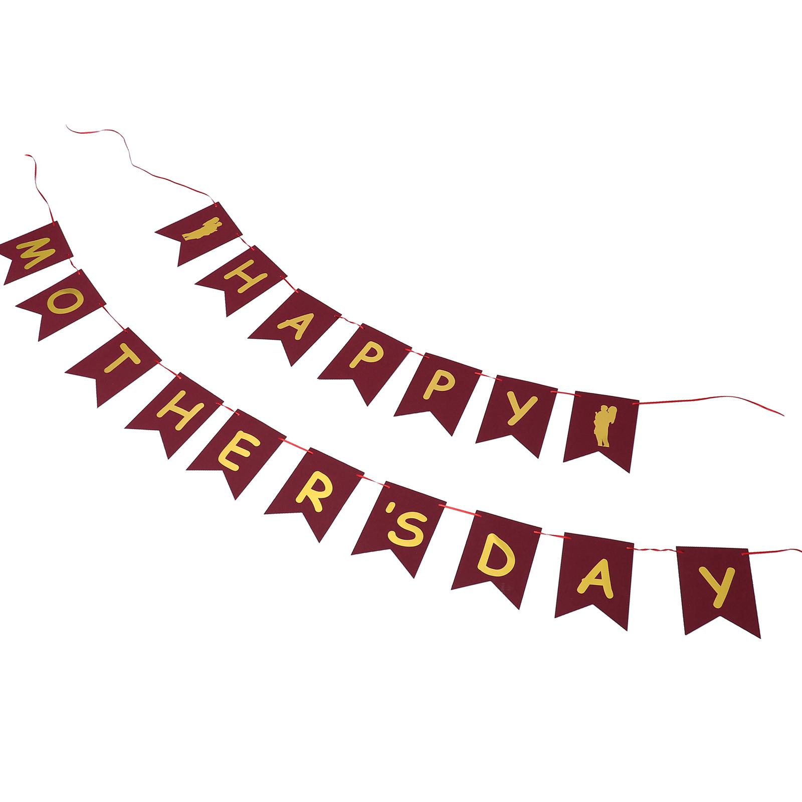 

Mothers Day Party Supplies Mother s Pull Flag Decor Decoration Banners Paper Celebration 16X12CM красный