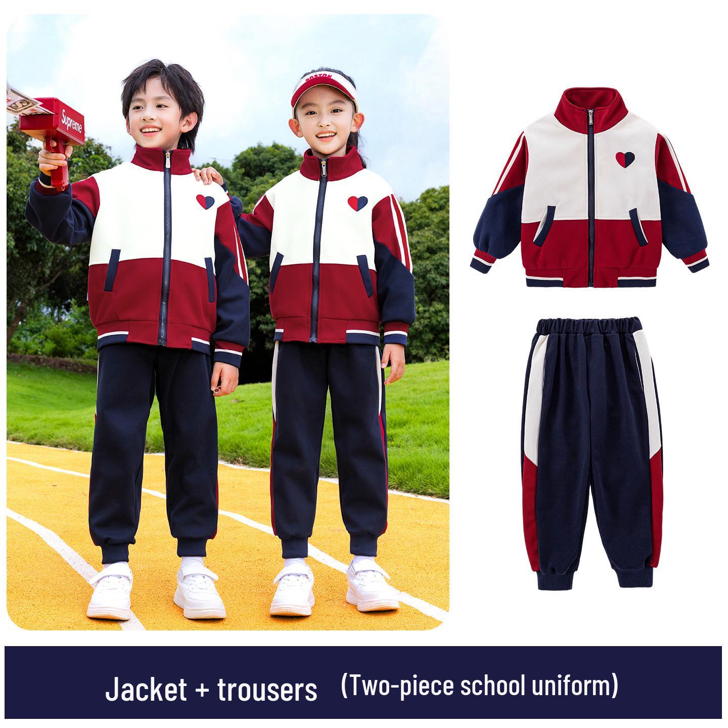 

Children s Red Windbreaker School Uniform Set - Autumn/Winter Three-Piece for Primary School & Kindergarten 120 cm