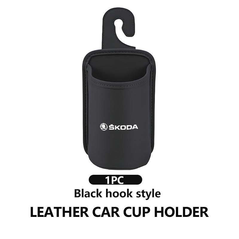 ADT1 For Skoda Car Door Cup Holder Leather Automotive Drink Rack Storage Bin Octavia A5 A7 RS Fabia Superb Rapid Karoq