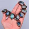 Oval Labradorite Gemstone Copper Birthday Chain Electroformed Necklace Jewelry V-85