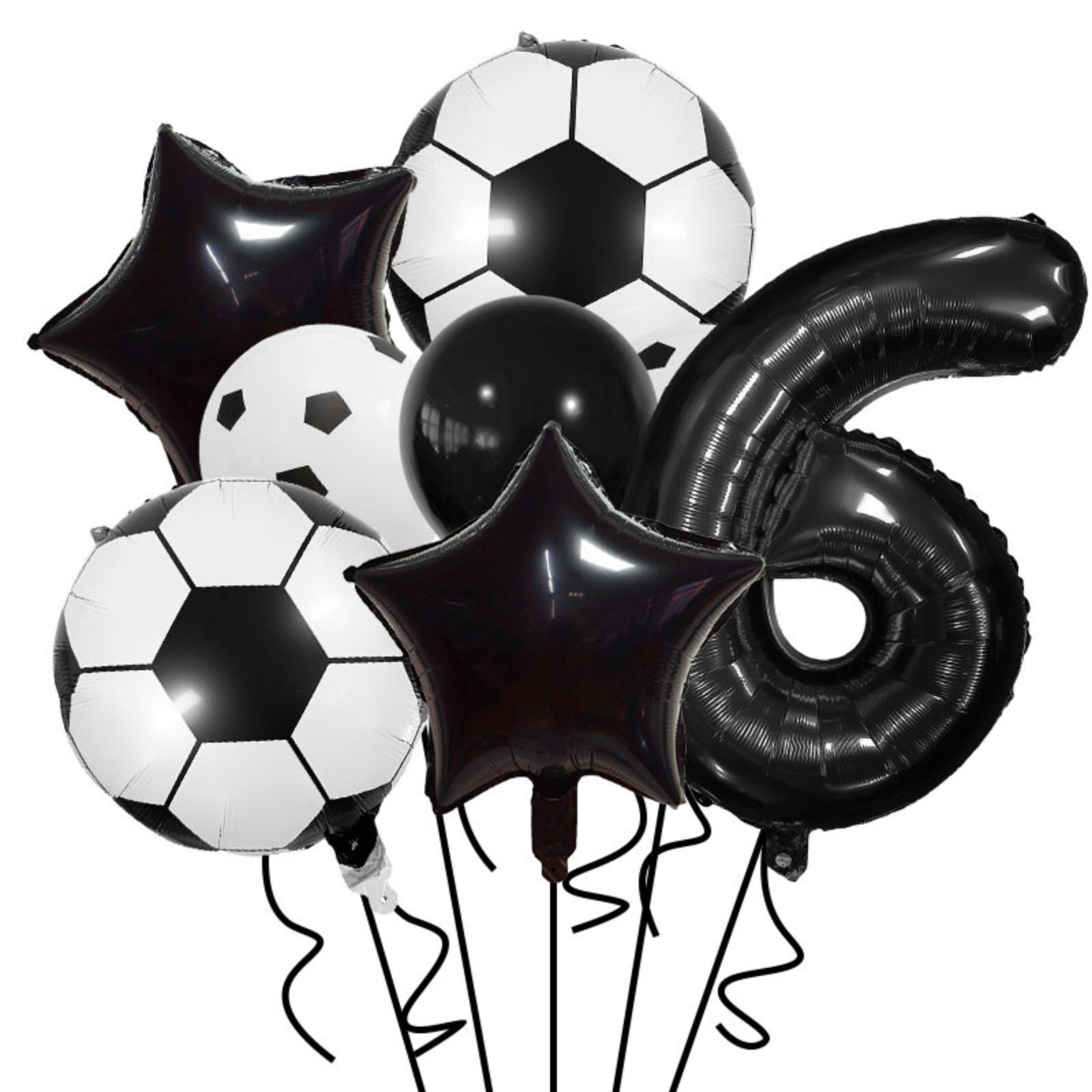 

Soccer Party Balloon Set 7 Pieces Includes Soccer Ball Star Number Foil Balloons and Latex Balloons for Sports Event Decoration