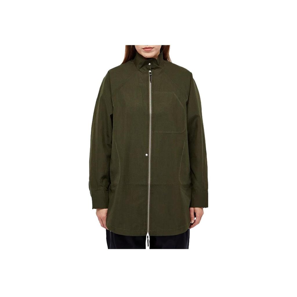 Nike Solid Color Stand Collar Zipper Asymmetrical Exposed Stitch Jacket Women jackets Green DR5399-325