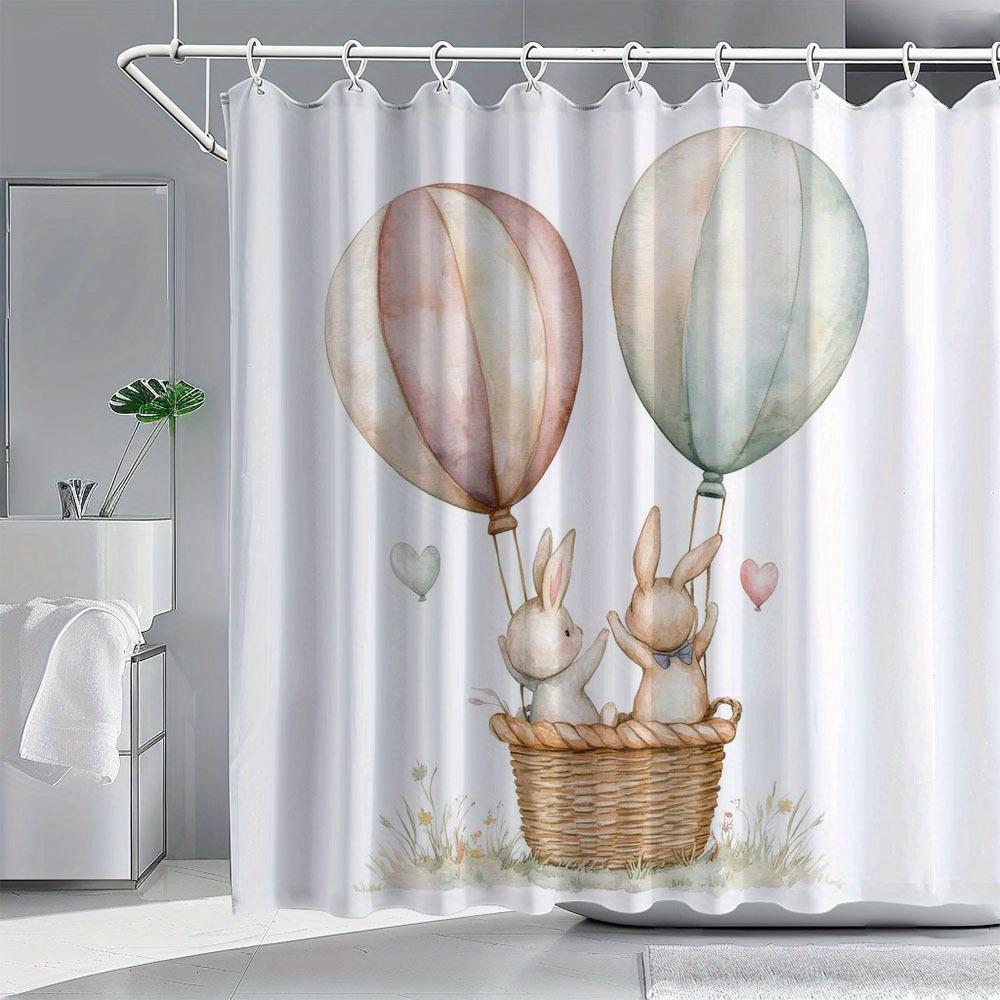 Easter Bunny Shower Curtain - Rabbit, Egg, Chick, Truck, Cat Print, Polyester Bath Decor