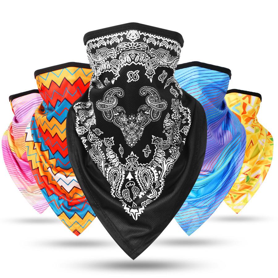 Summer UV Protection Cycling Triangle Face Mask Neck Gaiter Cover Scarf Paisley Ice Silk Mesh Bandanas