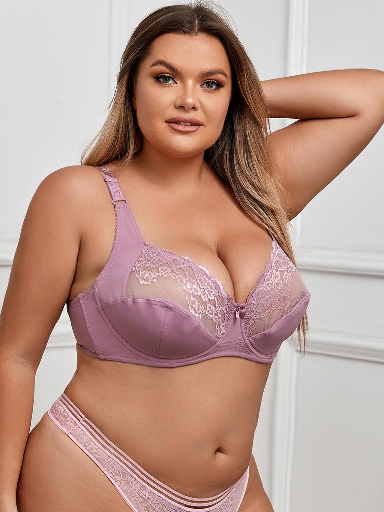 Sexy Spitzen-Bralette EF Cup Damen-BHs Ultradünn Atemberaubend Transparent Bügel Große Größe Reine Farbe