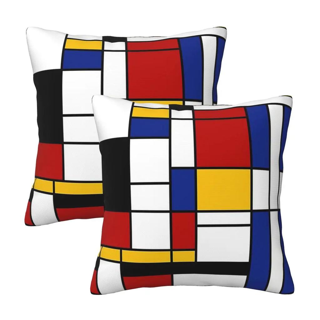 Piet Mondrian 2 Pcs Square Pillowcase Pillow Cover Cushion Decor Comfort Throw Pillow For Home Car