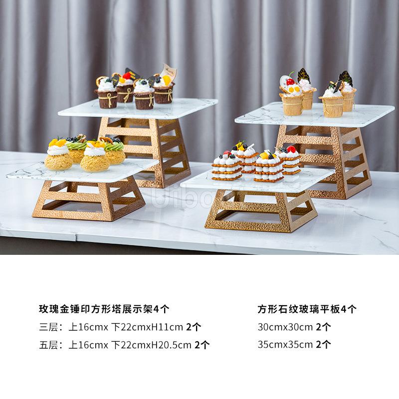 Restaurant Catering Buffet rack Tier Stainless Steel Display Cake Stand Luxury Gold Dessert Food Tea cake decoration accessories