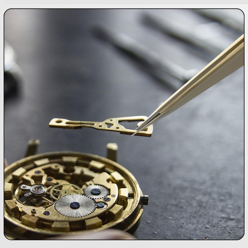 Brass Fine Tip Tweezer with Anti Magnetic & not Slip Features Stable Tweezer Tool for Precisions Watch Parts Handling