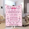 Granddaughter Gift Flannel Blanket, Pink Floral Design with Special Message, Soft Cozy Throw for Nap Travel, Keepsake Home Decor