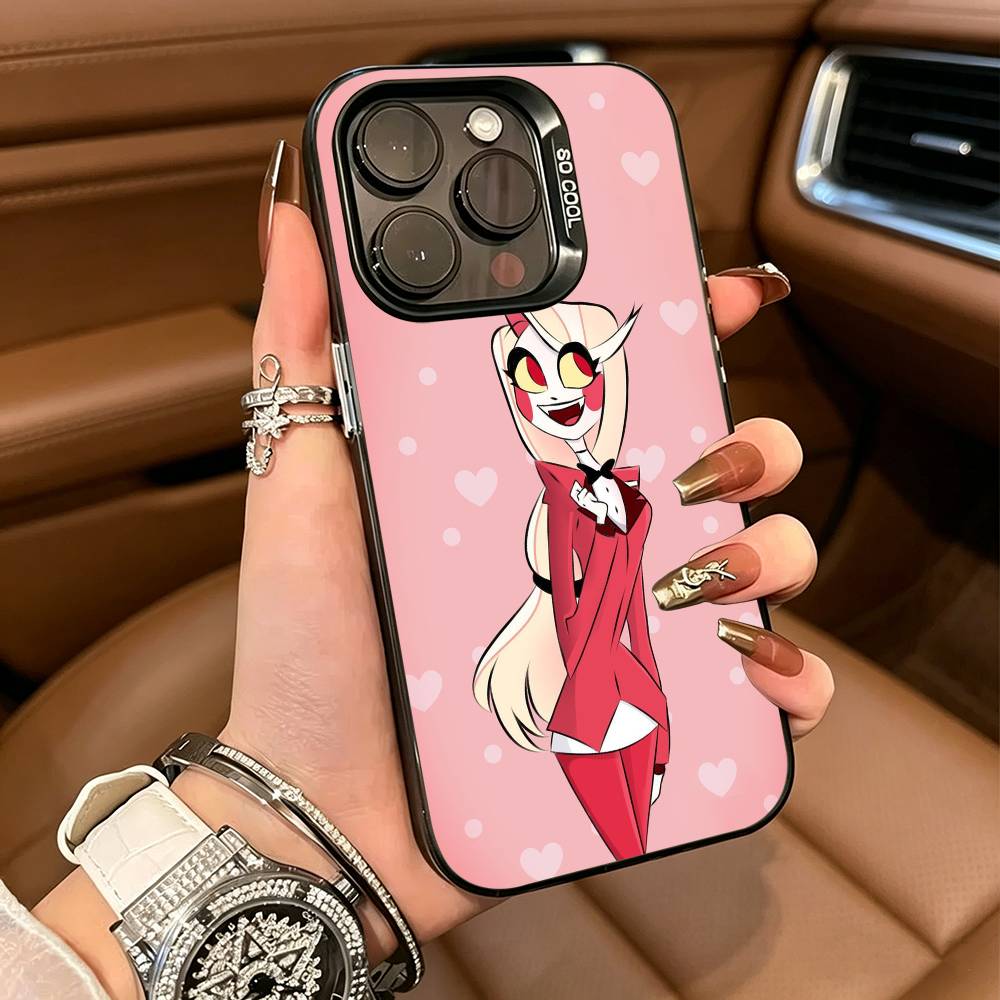 H-Hazbin C-Charlie H-Hotel HCH For iPhone 17 16 15 14 13 12 11 Pro Max XS 17 Air Silicone Colored Silver Bumper Cover