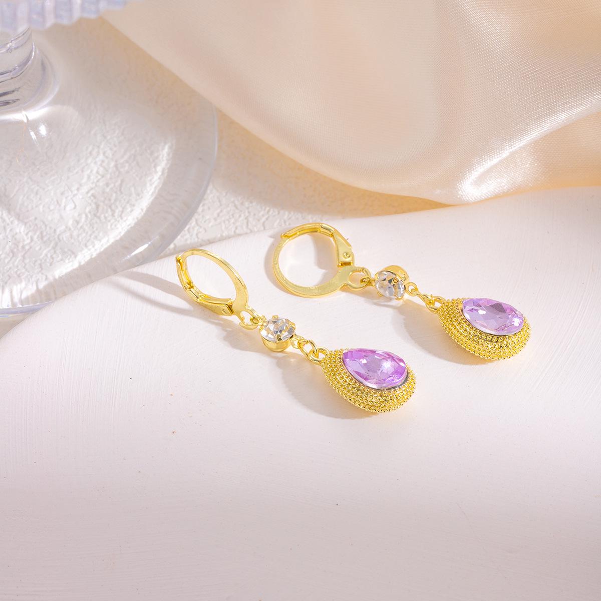 

French Luxury Purple Zircon Durian Tassel Earrings - Elegant High-End Design