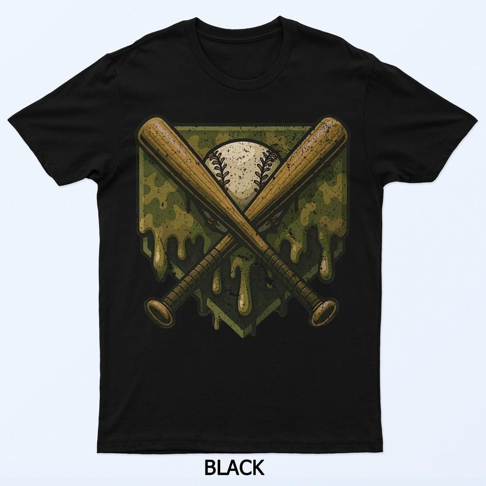 

Baseball Drip Camo Home Plate Boys Sports Cool Game Day Drip T-Shirt 4XL