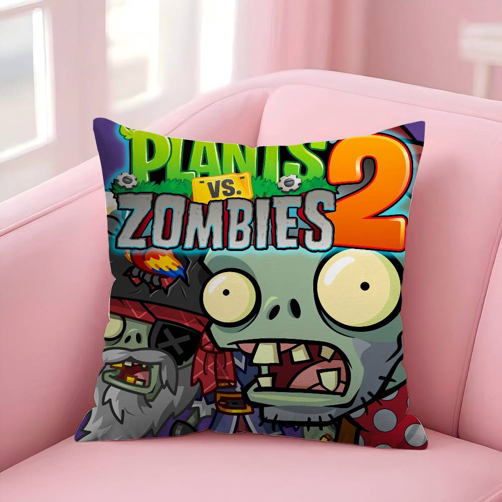 Cartoon P-Plants-vs-Zombie Mini 45*45cm Cushion Cover Pillow Cover Decor Pillowcase Home Pillowcase For Couch Pillow