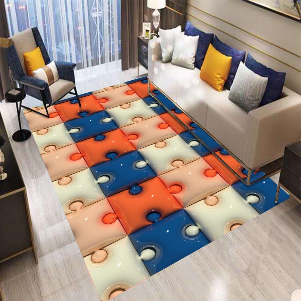 

3D Stereo Puzzle Themed Living Room Carpet Creative Playful Design Indoor Home Decor Large Area Rug Floor Mat for Kids Room 40x60cm