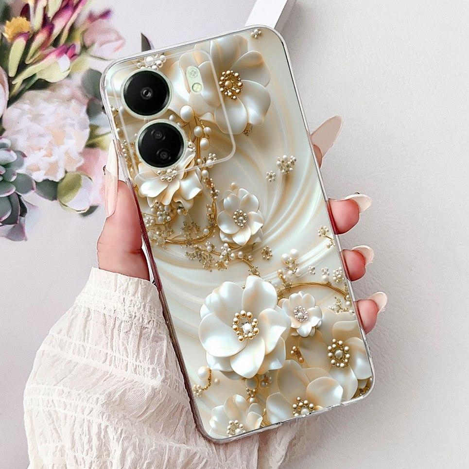 For Xiaomi Redmi 13C 5G 4G  Back Bumper Redmi 13 4G Colorful Butterfly Flower Painting Phone Case Transparent Soft TPU Silicone