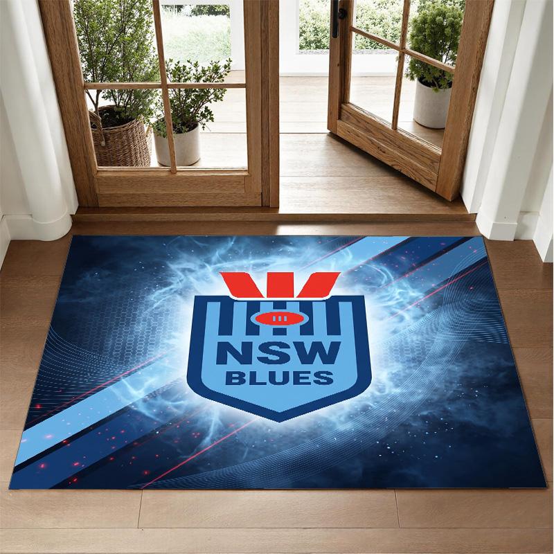 NSW Blues Design Crystal Velvet Rug Soft Decorative Mat for Bedroom Entrance