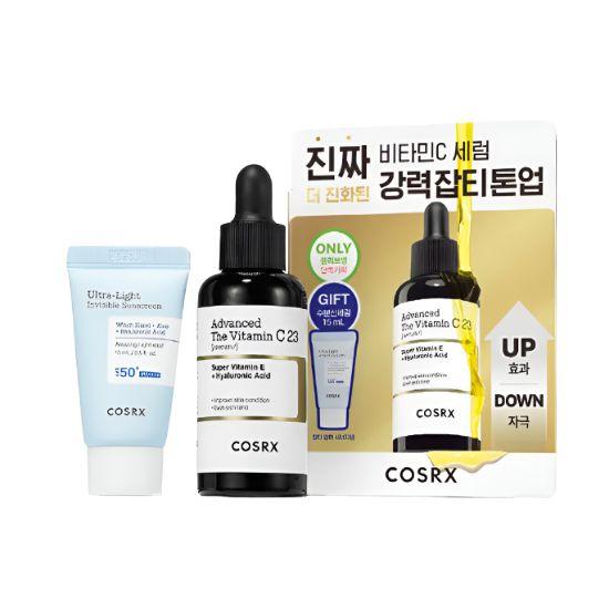 COSRX Advanced Vitamin C 23 Serum Brightening Dark Spot Korean Face Serum 20g + Sunscreen 15ml Set