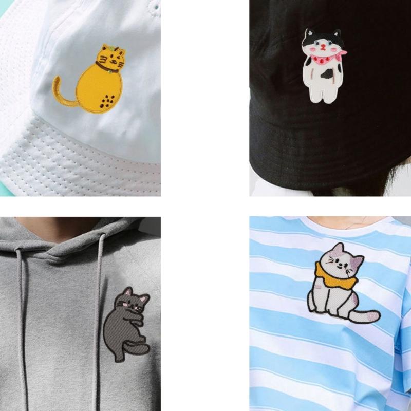 8Pieces Cartoon Cats Sewing On Applique Embroidery Repair Patches For Personalizing Caps And Shoe Backpack All Ages Use