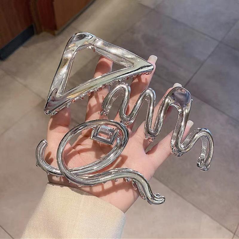 Trendy Big Women's Claw Clip for Thick Hair Accessories Headwear Giant Geometric Wave Note Crab Catch Clamps Clipper Hairgrip