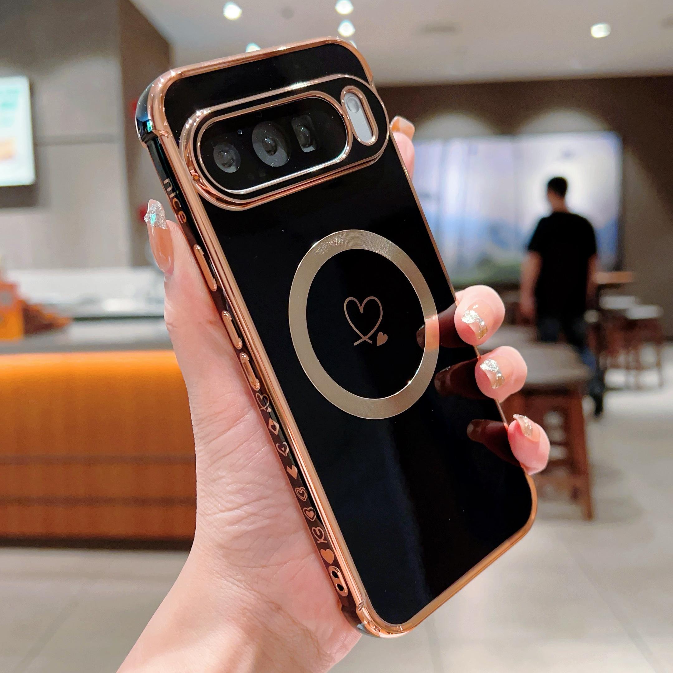 

Роскошный гальванизированный чехол Magsafe love Heart для Google Pixel 7A 8A 8Pro Магнитный беспроводной зарядный противоударный чехол для Google Pixel9 Pixel8 Google Pixel 8 Pro чёрный