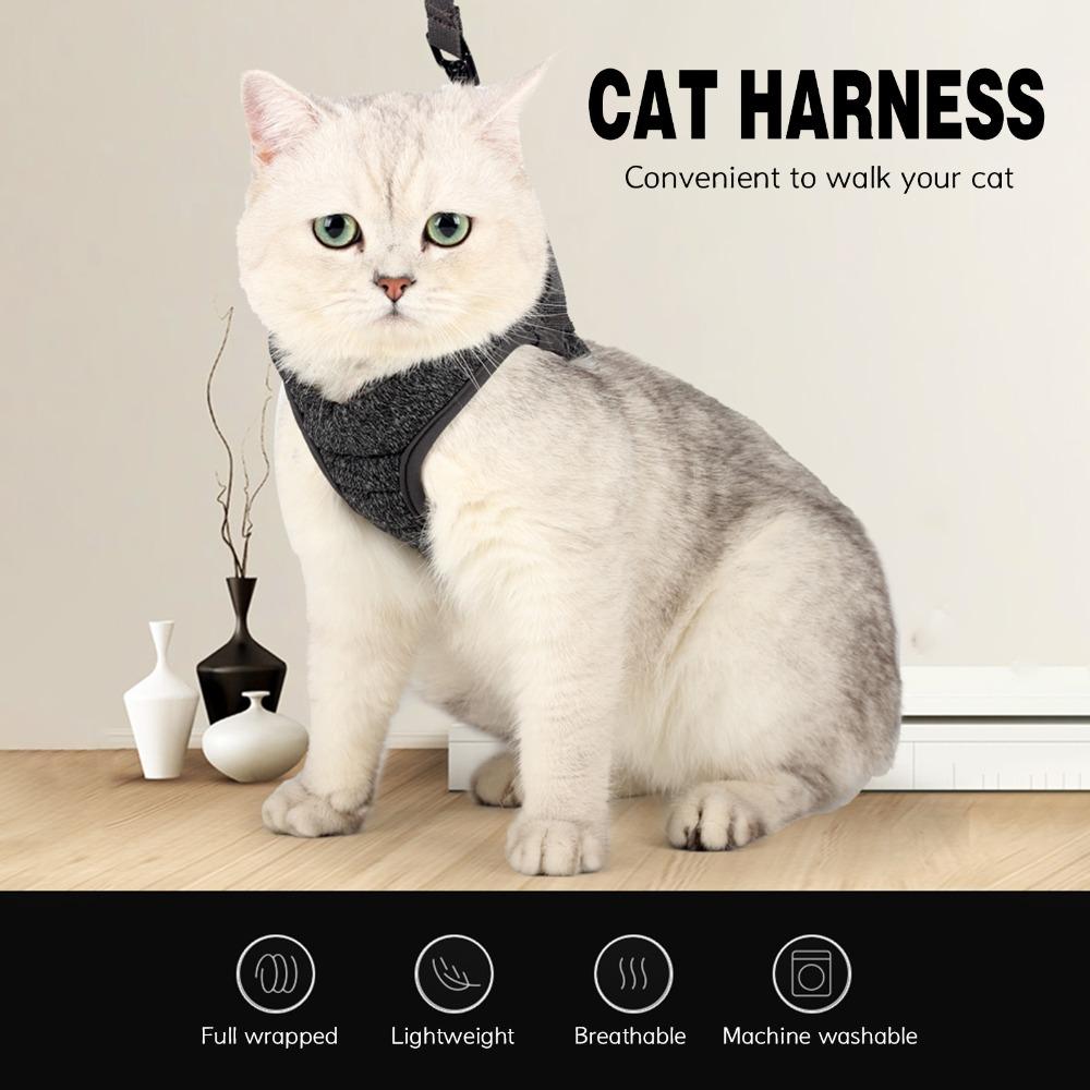 Soft Escape Proof Cat Harness Adjustable Lightweight Cat Leash Kitten Collar Outdoor Walking