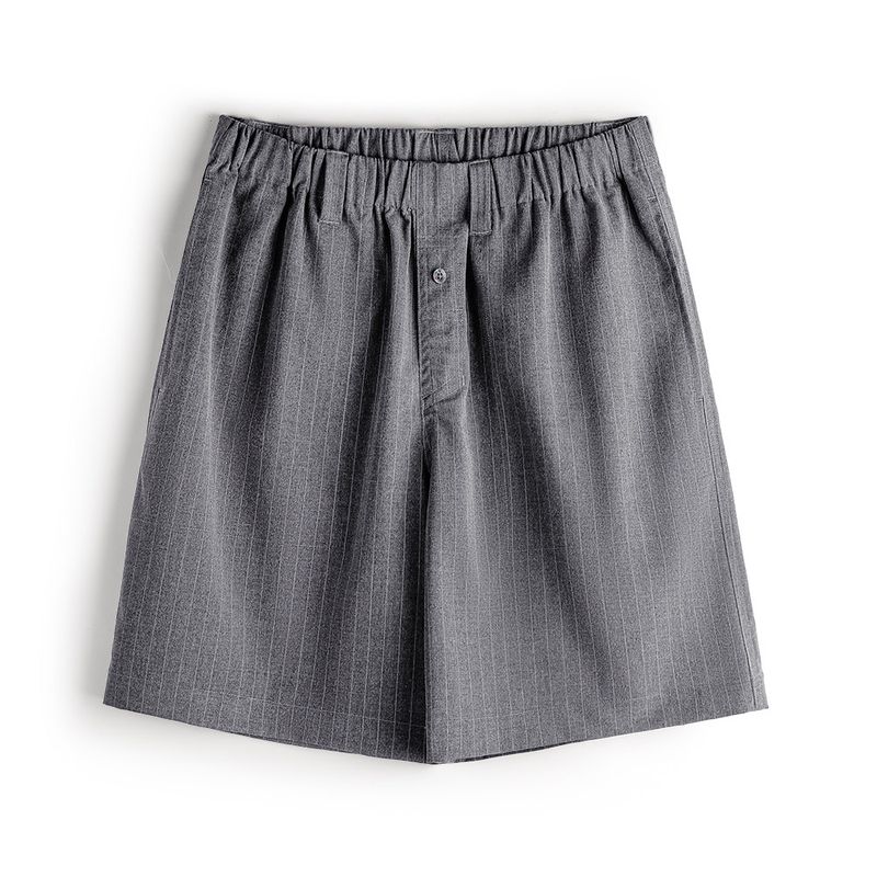 Madden parka Japanese style Vertical Stripe Gray Suit shorts cityboy Straight-leg Pants for Summer