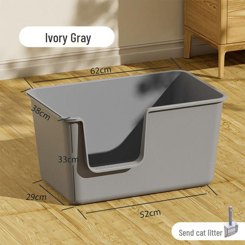 Extra-Large Semi-Enclosed Cat Litter Box - Anti-Splash, Spacious Design