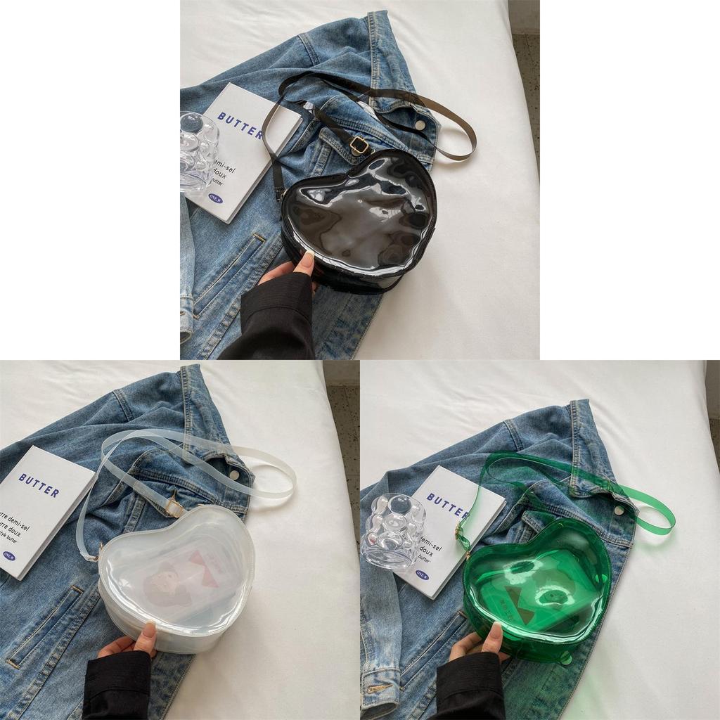 Fashionable Heart-shaped Pvc Shoulder Bag With Street Style Elements For Women