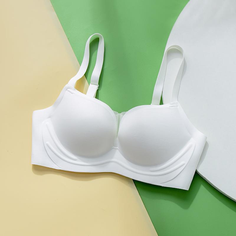 Simple gathering bra, seamless mesh yarn, smooth surface without steel ring underwear, large anti-sagging, sub-breasts adjustment bra