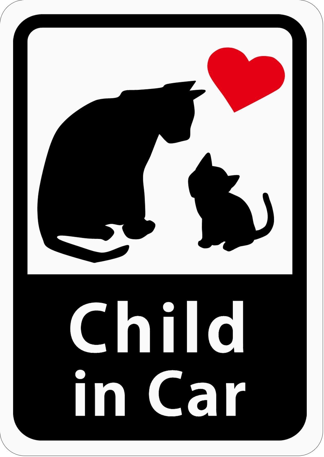 

Child in Car Parent and Child Cat Car Sticker (Re-peel Sticker) / Kids Ride on S06r Approx. 148mm x 105mm красный