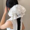 Korean Princess Style White Lace Mesh Scrunchie Oversized Luxury Hair Accessory for Women