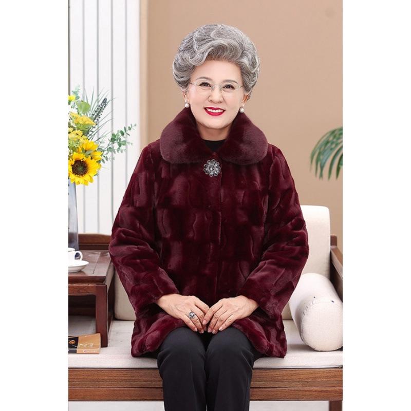 

Grandma s Mink Velvet Winter Coat - Women s Faux Mink Jacket for Middle-Aged and Elderly, Thick and Elegant. 2XL [100-120 jin]